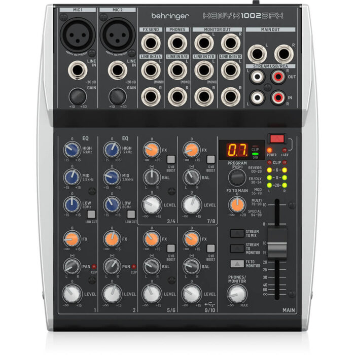 Image_BE_0601-AHQ_XENYX-1002SFX_Top_XL Behringer XENYX 1002SFX Premium Analog 10-Input Mixer with USB - Image 1